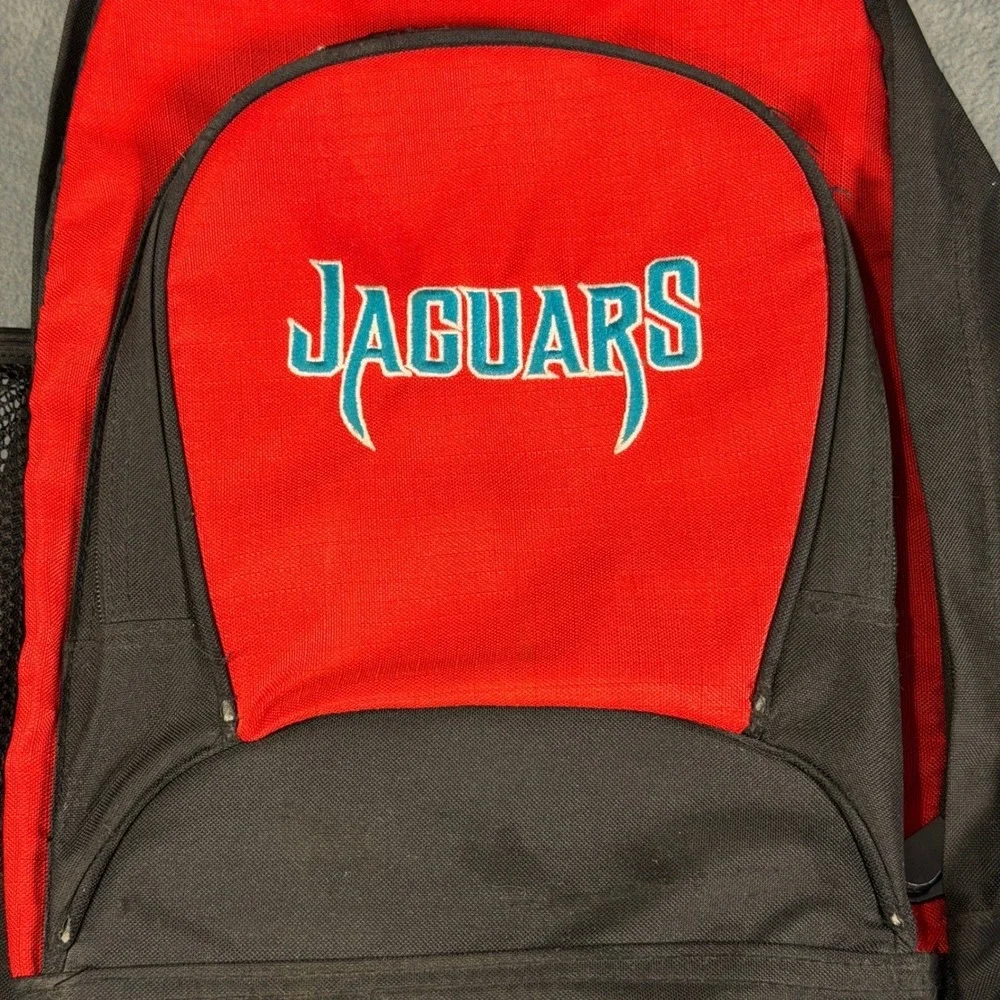 Vintage‎ Jacksonville Jaguars Backpack NFL Red Black Rare Embroidered Logo Bag